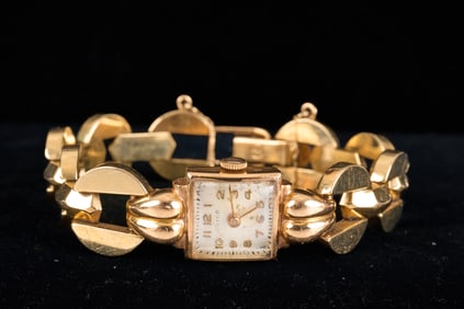 FRECO 14k GOLD LADIES WRISTWATCH with 18k FACE