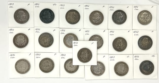(19) 1893 COLUMBIAN EXPOSITION SILVER HALF DOLLARS