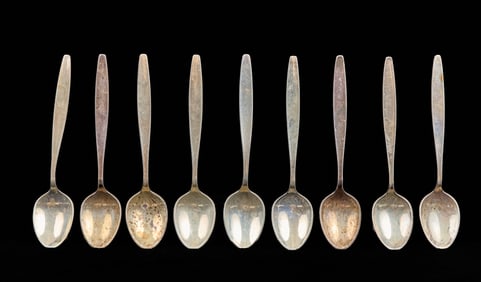 (9) GEORG JENSEN STERLING DEMITASSE SPOONS