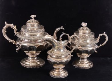 STEBBINS & CO (3) PIECE STERLING SILVER TEASET