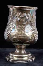 1857 COIN SILVER PRESENTATION CUP to MRS GM DEXTER
