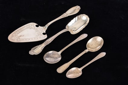 TIFFANY STERLING SILVER SPOONS, SCOOP, PIE SERVER