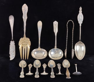 GROUP of STERLING SILVER SERVING PIECES & FLATWARE
