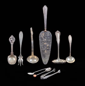 GROUPING of STERLING SILVER SERVING PIECES etc