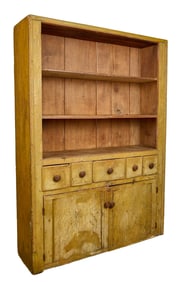 (19thc) PAINTED PINE COUNTRY CUPBOARD