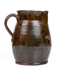 (19th c) GLAZED REDWARE PITCHER