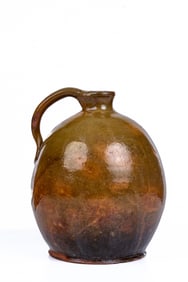 SMALL (19th c) GLAZED REDWARE JUG