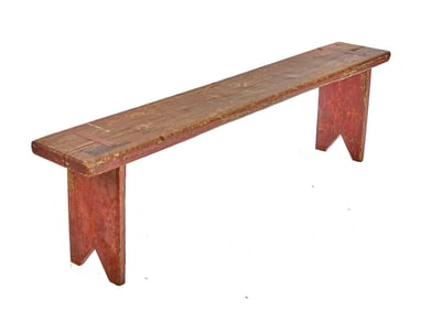 BENCH with BOOT JACK ENDS in RED PAINT