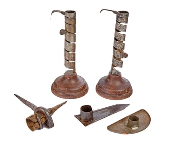 (3) STICKING TOMMY CANDLE HOLDERS & (2) OTHERS