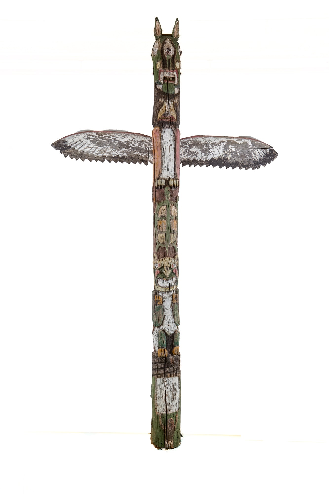 CARVED & PAINTED PACIFIC NORTHWEST CEDAR TOTEM (1 of 9)
