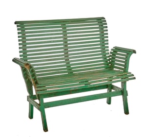 WOODEN GARDEN BENCH in GREEN PAINT