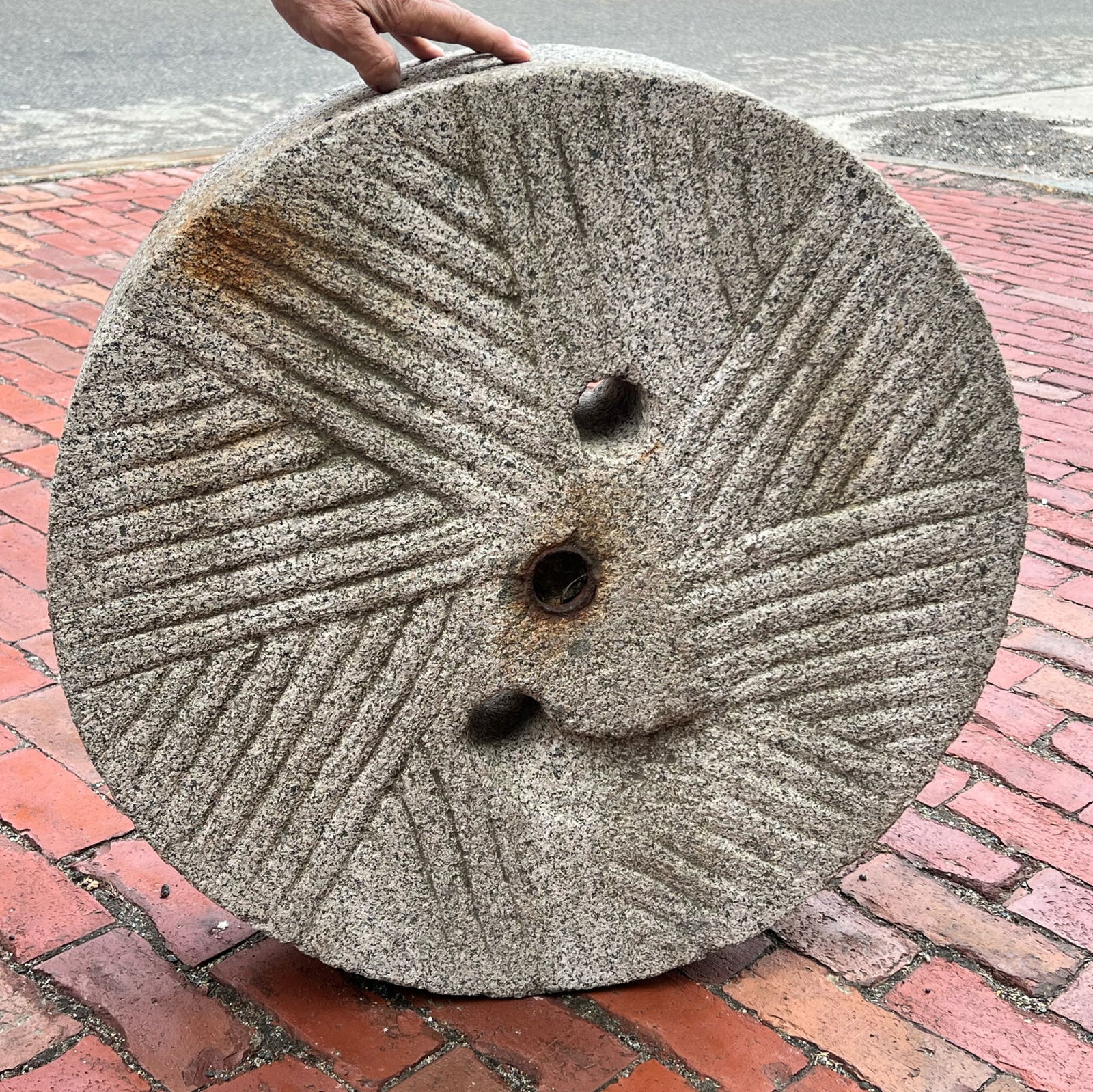 (19thc) QUARTER DRESSED GRANITE MILLSTONE (1 of 8)