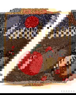"HALLOWEEN" FIGURAL HOOKED RUG on FRAME: 33 1/2 x 27 1/2 inches Condition: Good Temp No 2332