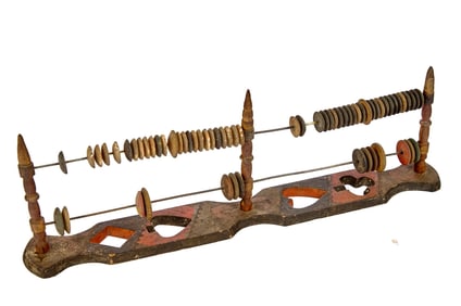 FOLK ART CARVED & PAINTED BILLIARDS COUNTER