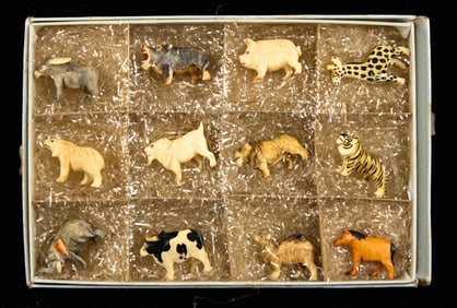 (12) MINIATURE CARVED & PAINTED ANIMALS