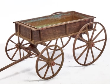 (19th c) OAK and IRON GOAT WAGON