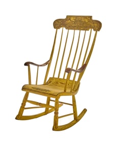 (19th c) WINDSOR ROCKING CHAIR in CHROME YELLOW