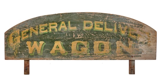 (19th c) GENERAL DELIVERY WAGON PAINTED TRADE SIGN