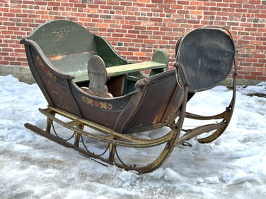 (19thc) PAINT DECORATED (1) HORSE SLEIGH