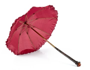 (Early 20th c) FOLDING SILK PARASOL