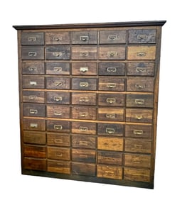 (19th c) FIFTY DRAWER PINE APOTHECARY