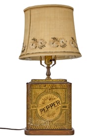 TABLE LAMP INCORPORATING a TIN PEPPER CANISTER
