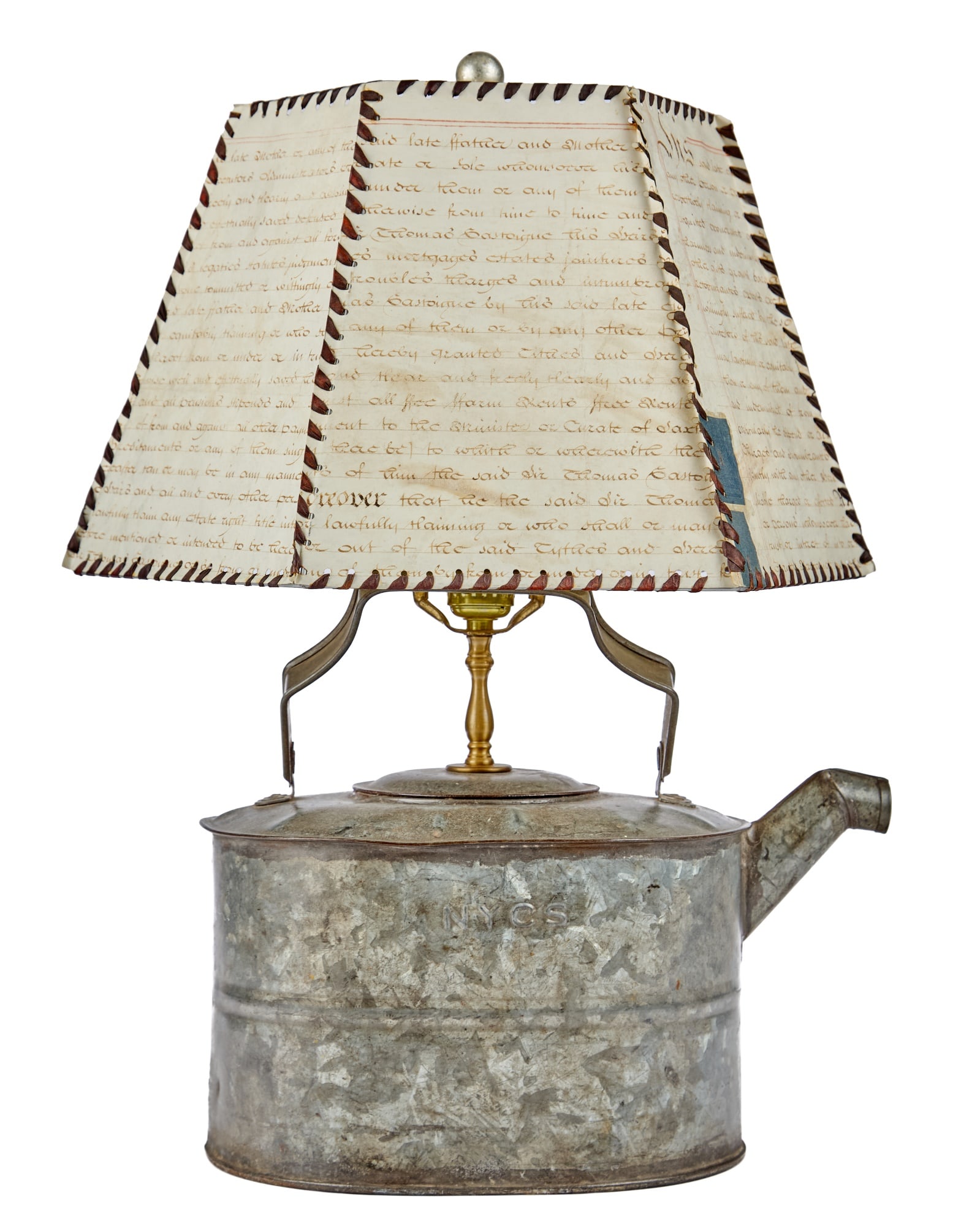 TABLE LAMP with GALVANIZED NYCS RAILROAD CAN BASE (1 of 6)