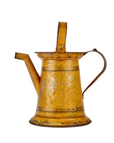(19th c) GRAIN-PAINTED TIN WATERING CAN