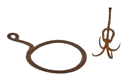 WROUGHT IRON DANGLE SPIT & STRAINER FRAME