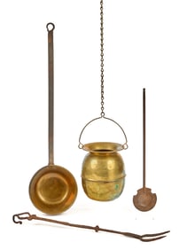 (4) PIECES OF (19th c) COPPER AND IRON COOKWARE