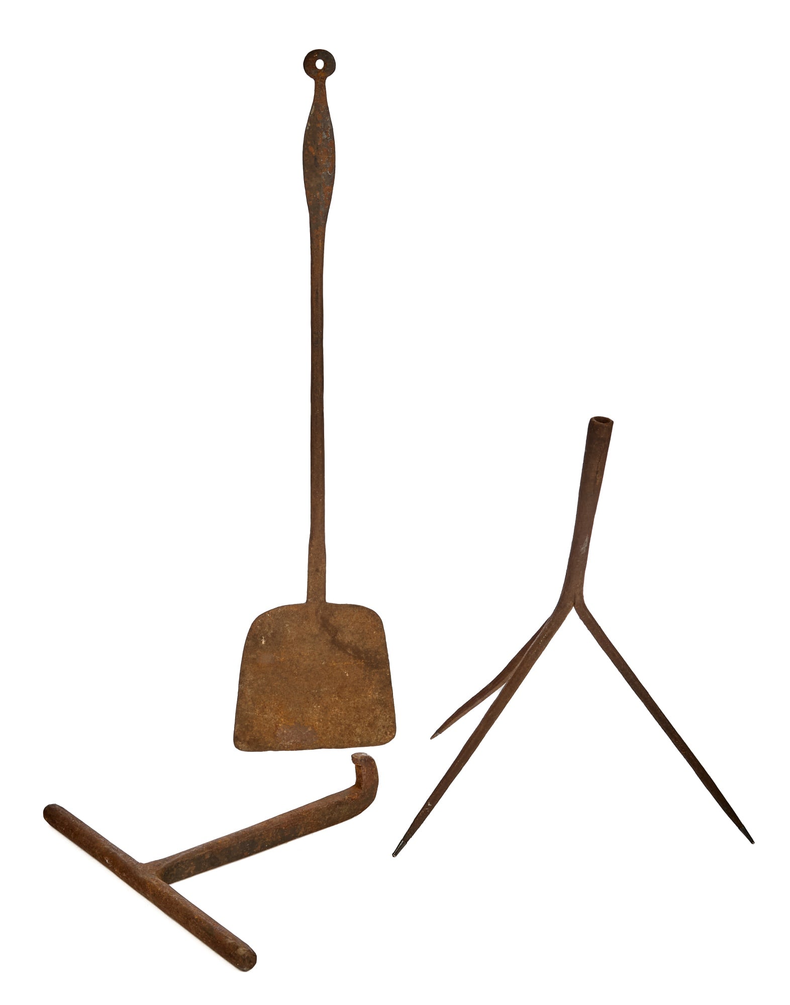WROUGHT IRON PEEL, HOOK & TRIPOD: 27 inches (and smaller) Condition: Good Temp No 2342