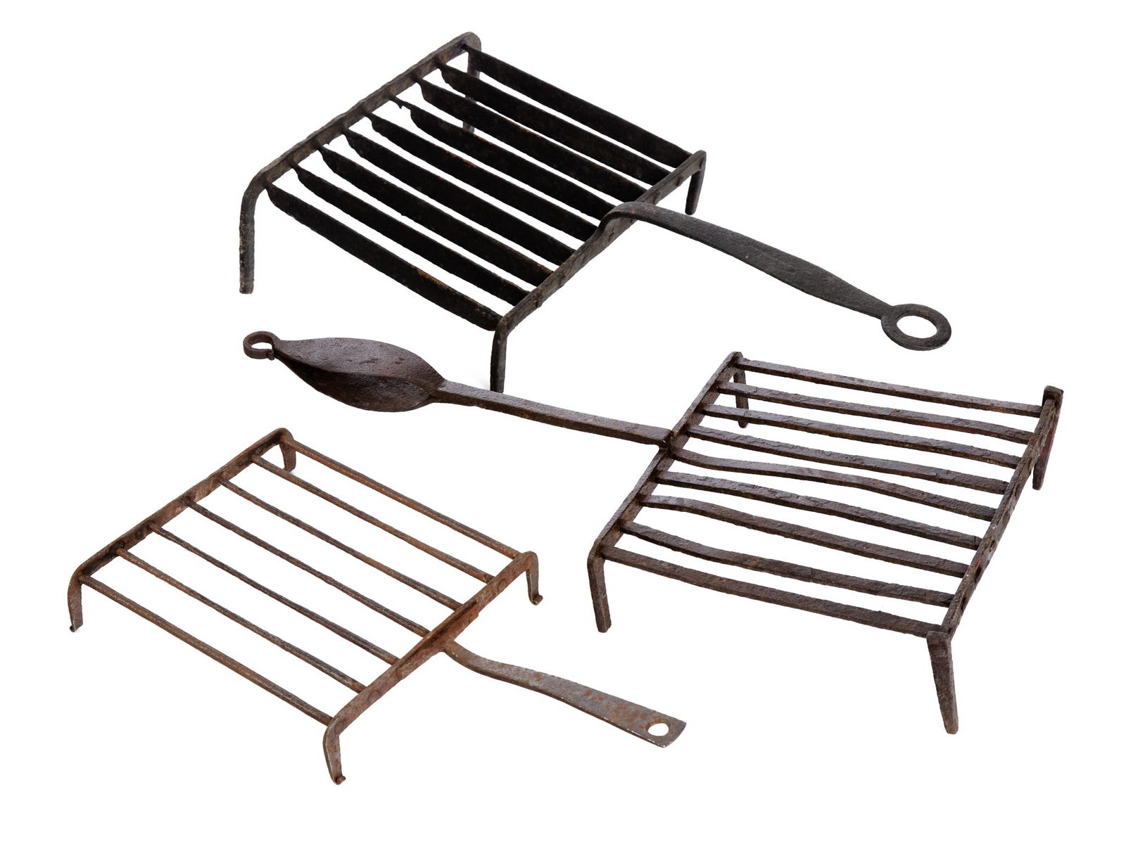 (3) (18th / 19th c) ) HAND WROUGHT GRID IRONS (1 of 7)