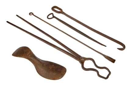 GROUP of (19th c) IRON FARRIER & COBBLERS TOOLS