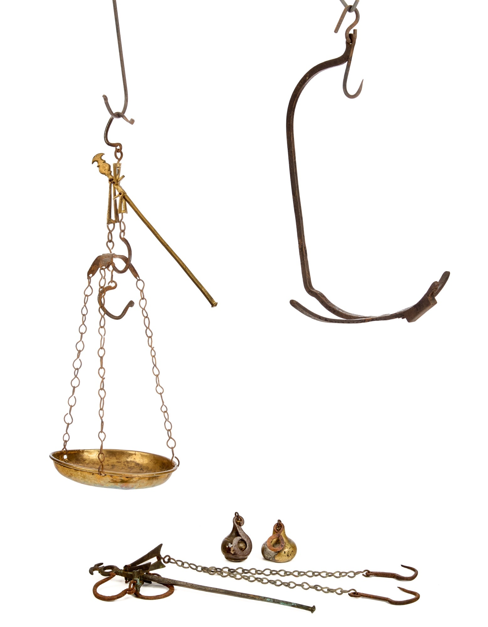 ANTIQUE SCALES, COUNTER WEIGHTS, & SCALE HANGER (1 of 6)