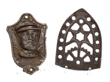 ULYSSES S. GRANT MATCH HOLDER and CAST IRON TRIVET