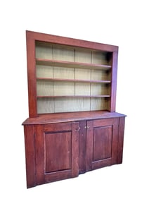 (19thc) PRIMITIVE PINE STEPBACK CUPBOARD
