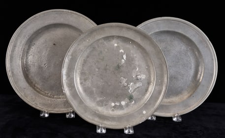 Three (18th/19th c) PEWTER PLATES