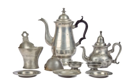 GROUP of (19th c) PEWTER WARES