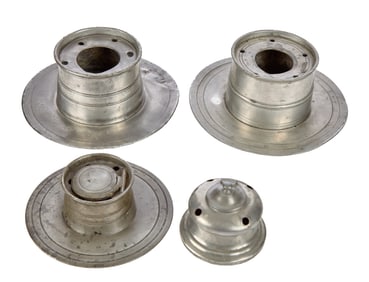 Four (19th c) PEWTER INKWELLS