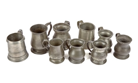 GROUP of (19th c) PEWTER MEASURES
