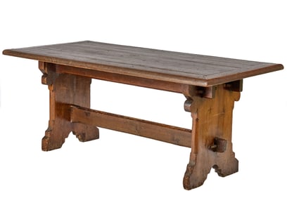 SUBSTANTIAL OAK TRESTLE TABLE