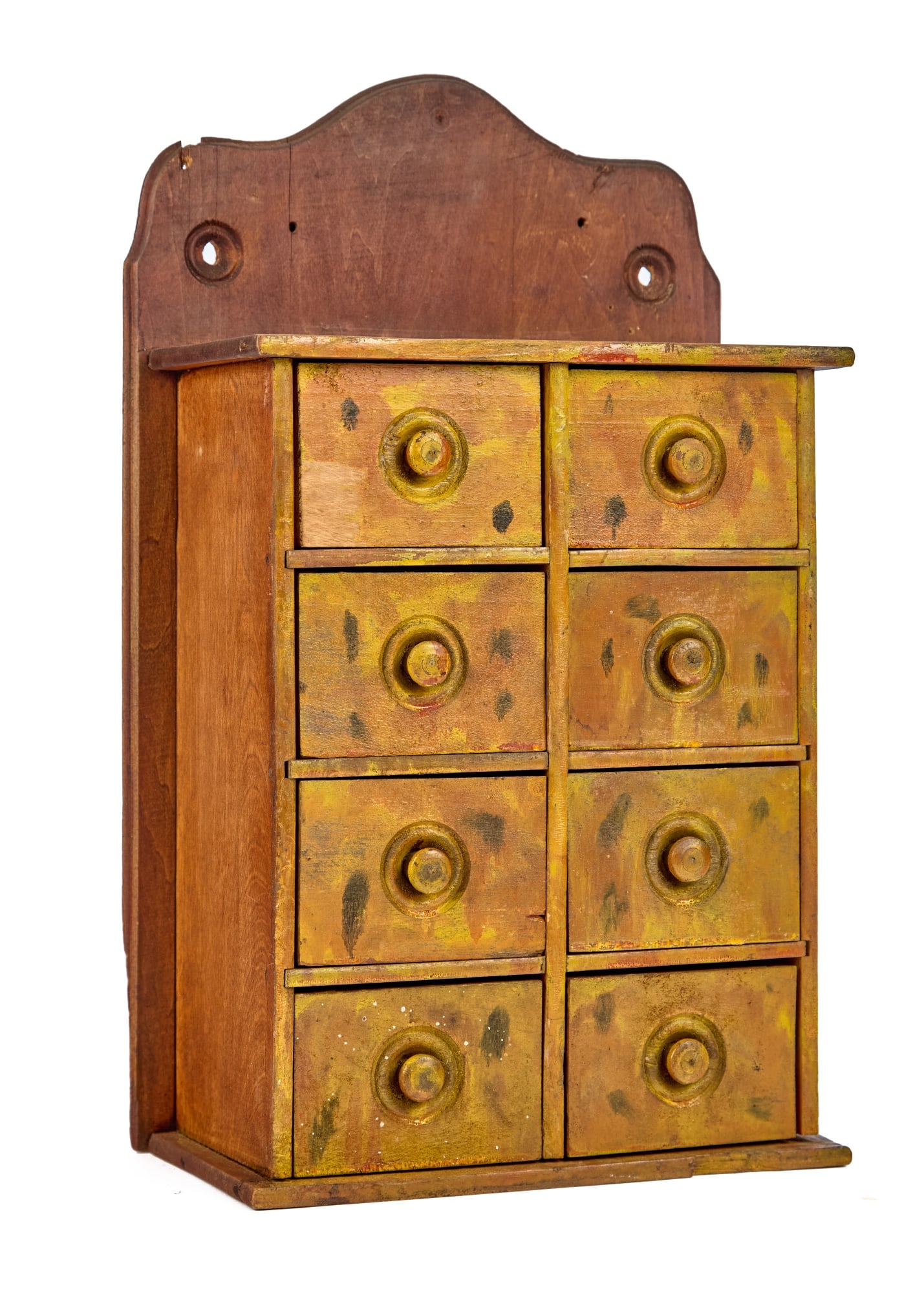(19th c) PAINTED WALL HANGING SPICE CABINET (1 of 9)