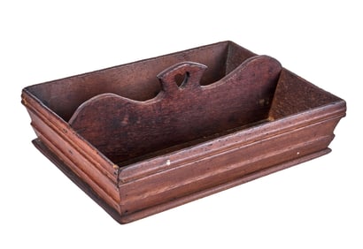 (19th c) WALNUT UTENSIL BOX with PIERCED HEART
