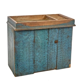 RARE EARLY FOLKY PAINT-DECORATED DRY SINK