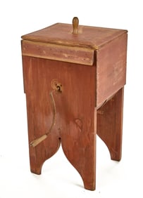 HAND-CRANK WOODEN CHURN in RED WASH