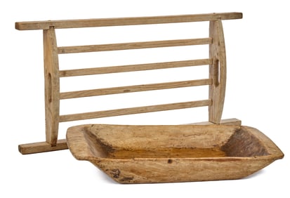 NICE (19th c) TRENCHER & (20th c) HERB DRYER