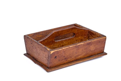 (19th c) COUNTRY HARD PINE UTENSIL BOX