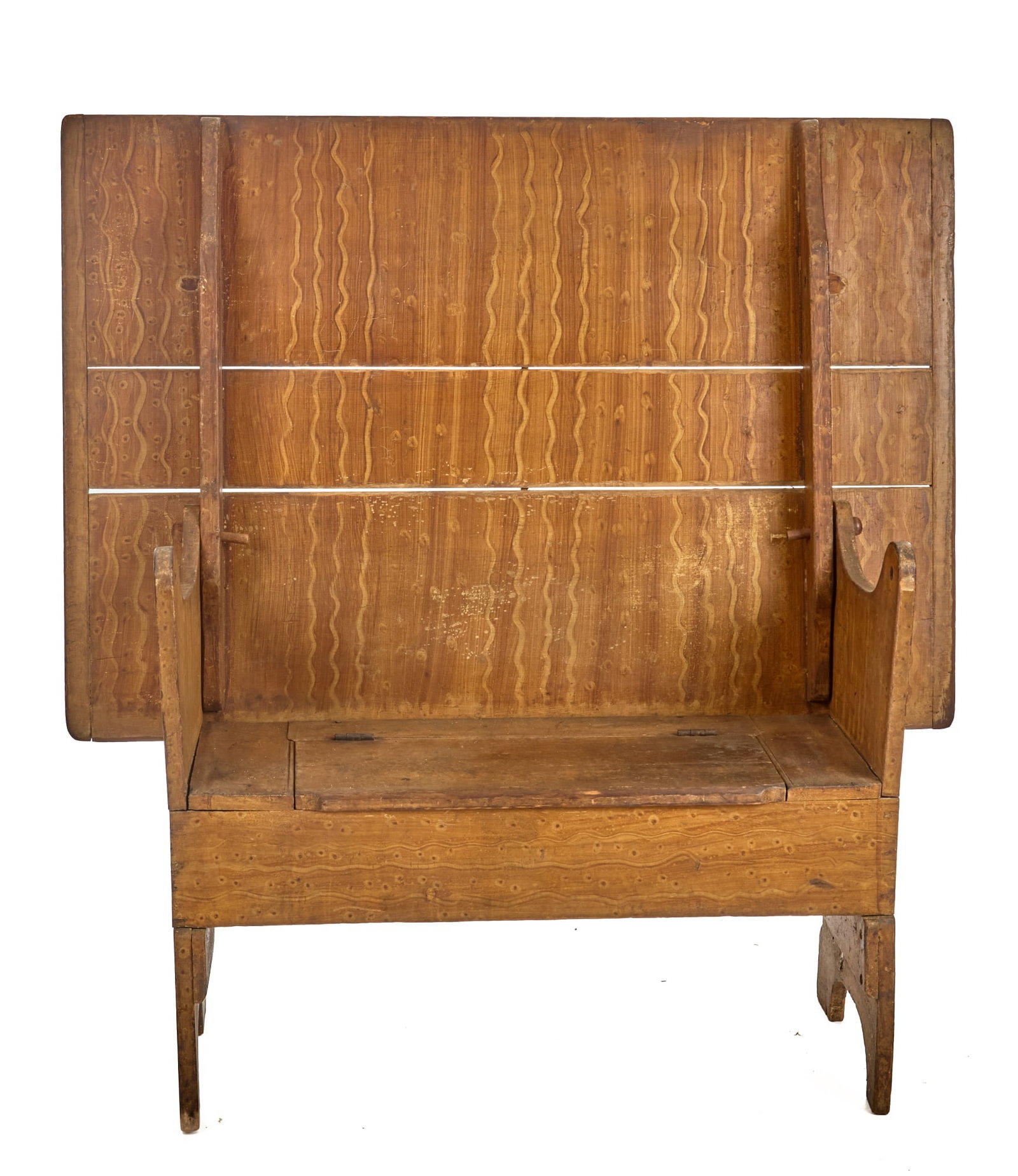 (19th c) VINEGAR GRAIN PAINTED HUTCH TABLE (1 of 10)