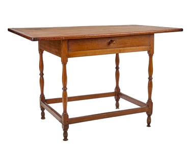 (18th c) SINGLE DRAWER PINE TAVERN TABLE
