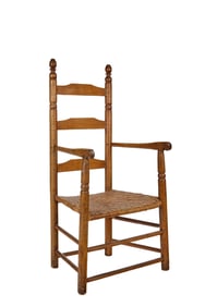 (18th c) LADDER BACK ARMCHAIR with WOVEN SEAT